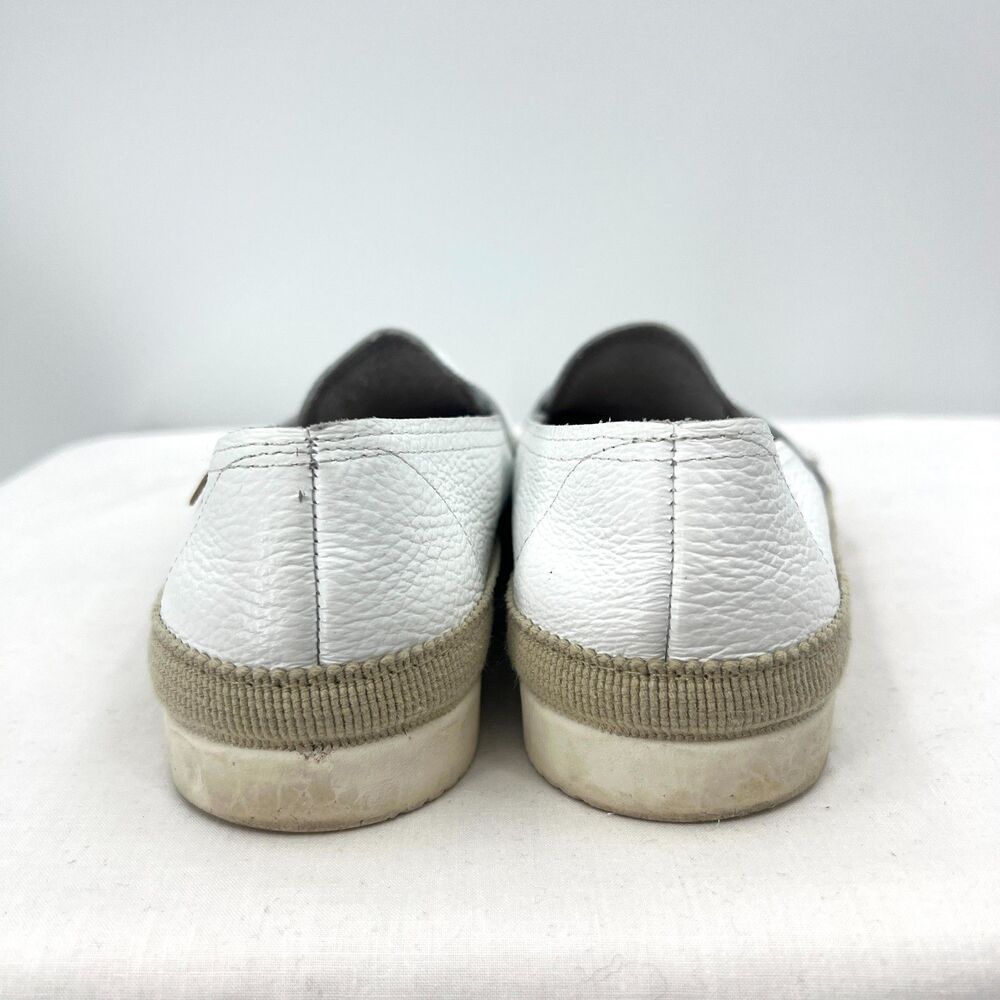 Verbenas White Leather Penny Loafers Espadrille Slip On Flats EU 40 Spain